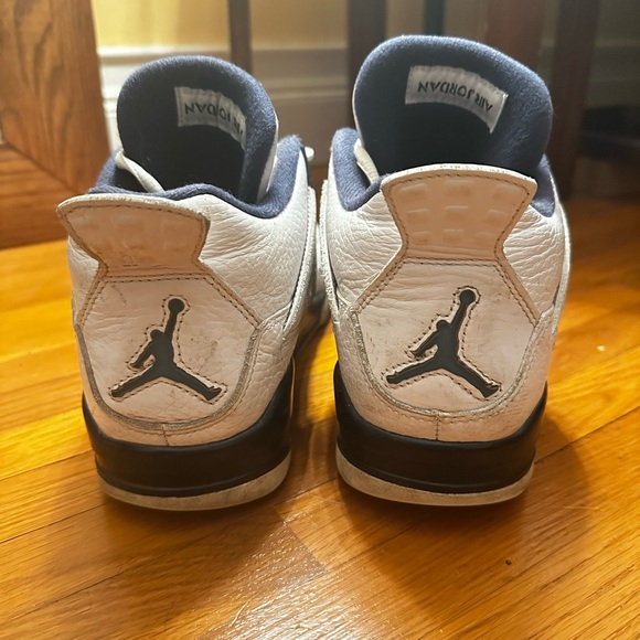 Air Jordan 4 White and Blue Sneakers - Picture 3 of 5